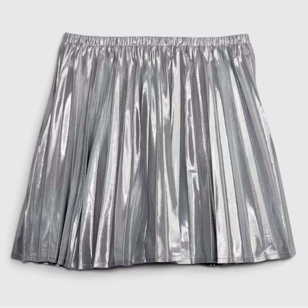 Metallic pleated skirt